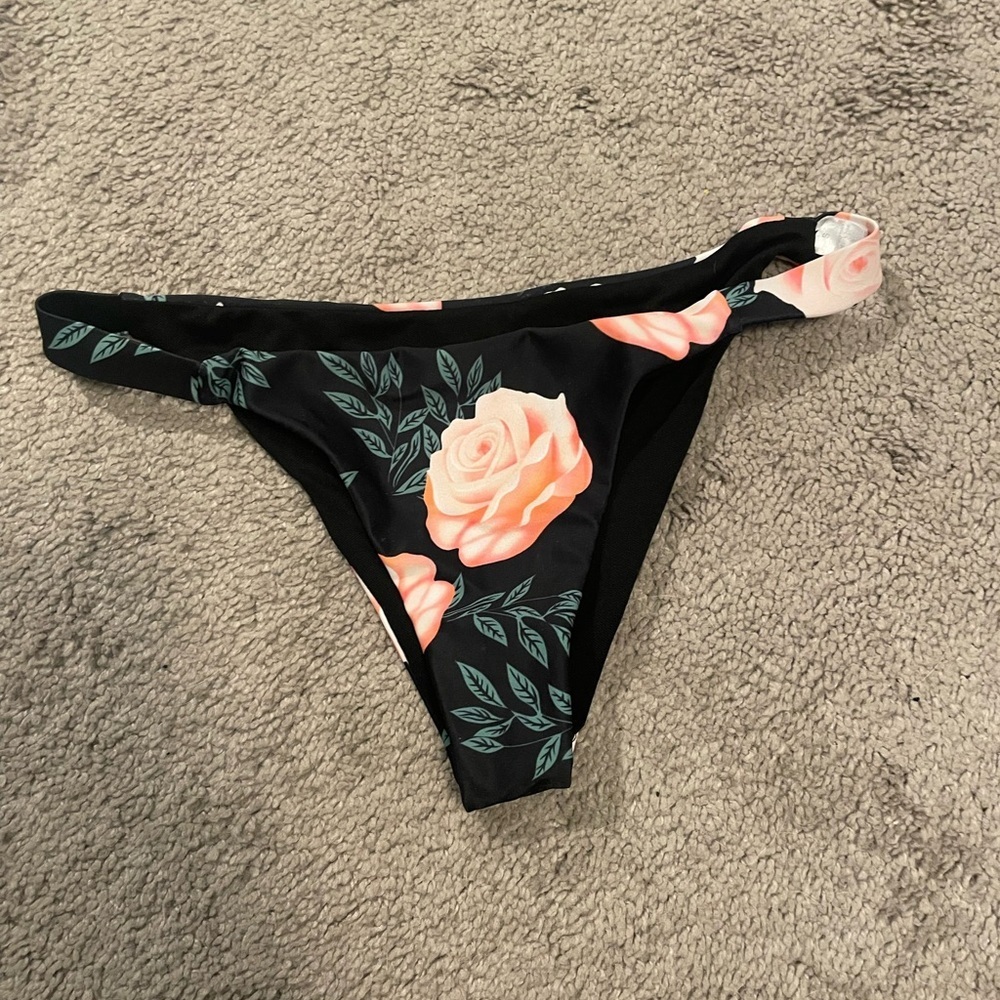 Floral Bikini Bottom with Pink Roses